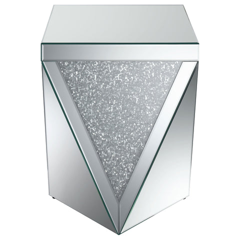 Brixey Square Mirrored Acrylic Crystal Side End Table SilverMirror