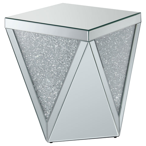 Brixey Square Mirrored Acrylic Crystal Side End Table SilverMirror