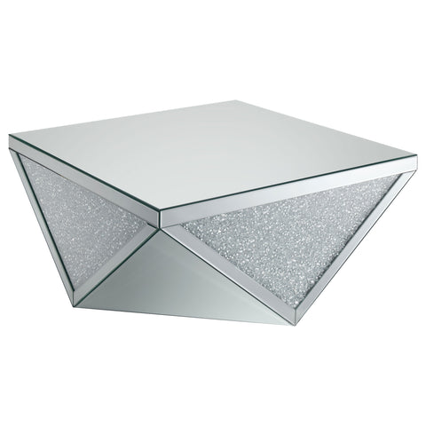 Brixey Square Mirrored Acrylic Crystal Coffee Table SilverMirror