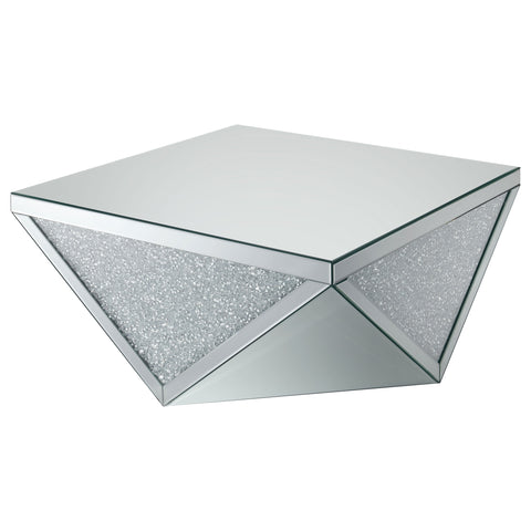 Brixey Square Mirrored Acrylic Crystal Coffee Table SilverMirror