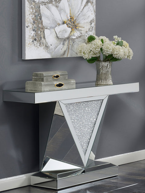 Brixey Mirrored Acrylic Entryway Sofa Console Table SilverMirror