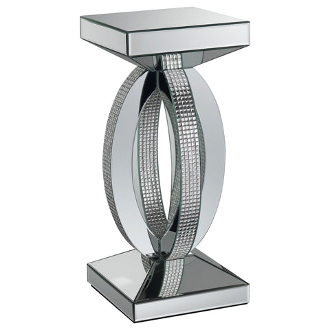 Delfin Square Mirrored Acrylic Crystal Side End Table SilverMirror