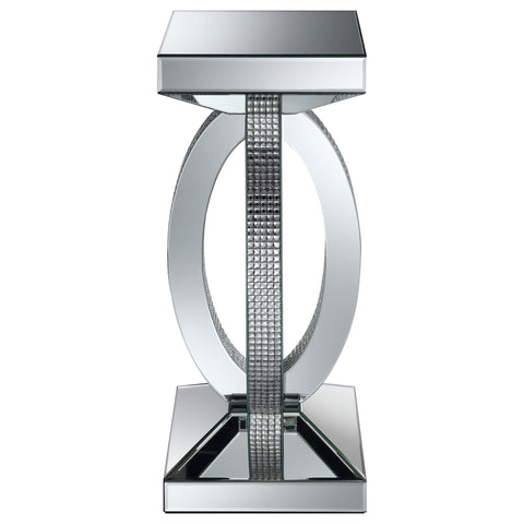 Delfin Square Mirrored Acrylic Crystal Side End Table SilverMirror