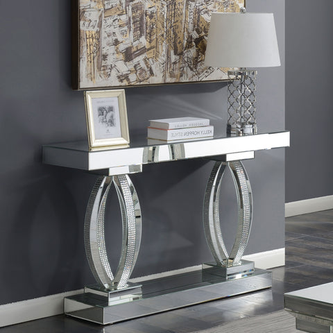 Delfin Mirrored Acrylic Entryway Sofa Console Table SilverMirror