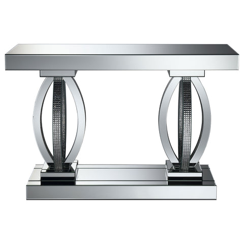 Delfin Mirrored Acrylic Entryway Sofa Console Table SilverMirror