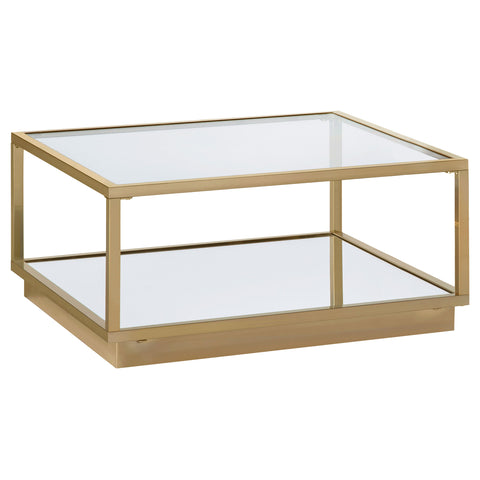 Halladay 2-piece Square Coffee Table Set Rose BrassRose Brass