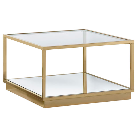 Halladay 2-piece Square Coffee Table Set Rose BrassRose Brass