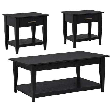 Henderson 3-piece Wood Lift-Top Coffee and End Table Set Black
