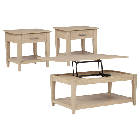 Henderson 3-piece Wood Lift-Top Coffee and End Table Set Blonde