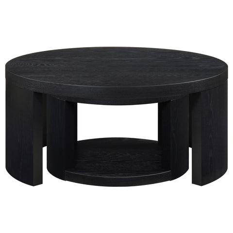 Bennett 2-piece Round Wood Occasional Nesting Table Set Black