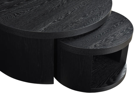 Bennett 2-piece Round Wood Occasional Nesting Table Set Black