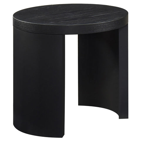 Bennett 24-inch Round Wood Occasional Side End Table Black