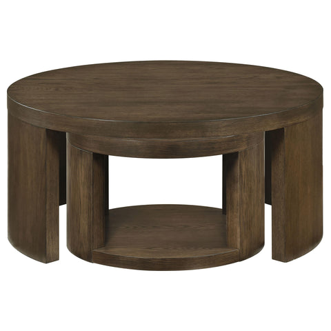 Bennett 2-piece Round Wood Occasional Nesting Table Set Dark Walnut