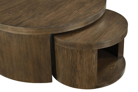 Bennett 2-piece Round Wood Occasional Nesting Table Set Dark Walnut