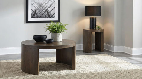 Bennett 24-inch Round Wood Occasional Side End Table Dark Walnut