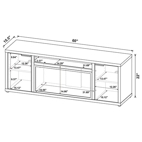Atlas 60-inch 2-door TV Stand Fireplace Media Console Mango