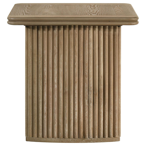 Monsen Square Wood Side End Table Distressed Light Brown