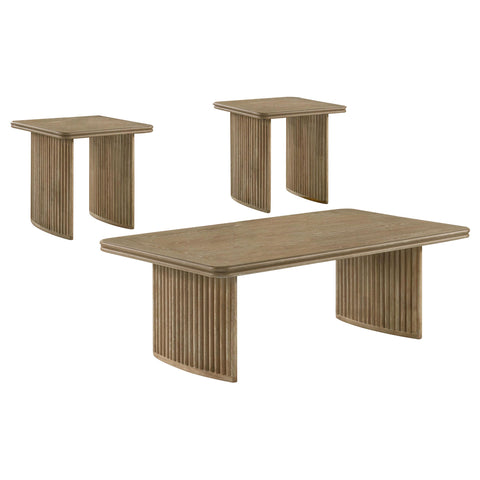 Monsen 3-piece Wood Coffee Table Set Distressed Light Brown