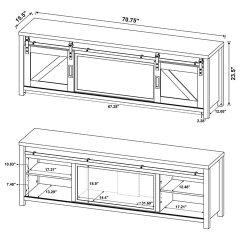 Pembroke 71-inch TV Stand Fireplace Media Console Dark Pine