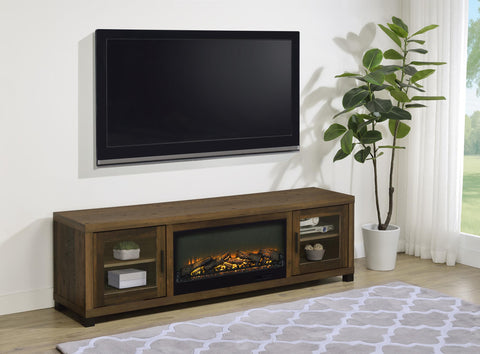 Valen 71-inch TV Stand Fireplace Media Console Dark Pine