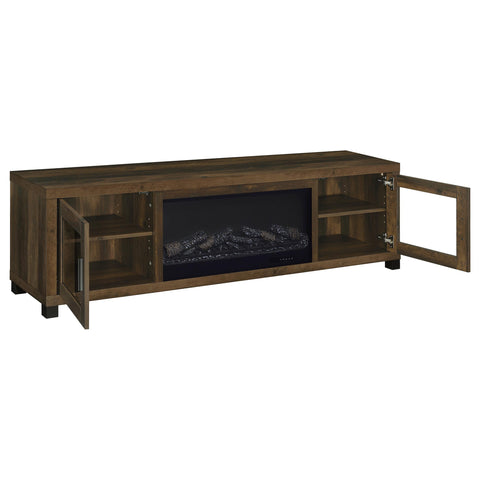 Valen 71-inch TV Stand Fireplace Media Console Dark Pine