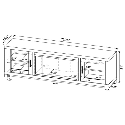 Valen 71-inch TV Stand Fireplace Media Console Dark Pine
