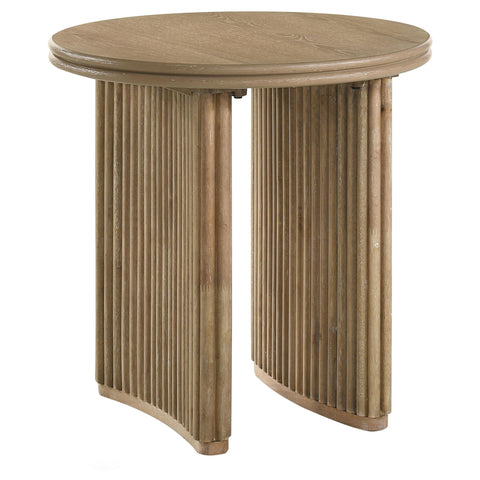 Monsen 2-piece Round Coffee Table Set Distressed Light Brown