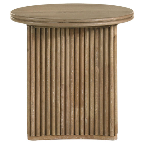 Monsen 2-piece Round Coffee Table Set Distressed Light Brown