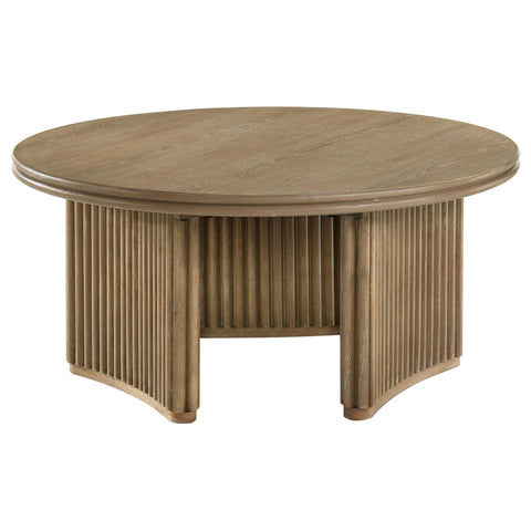 Monsen 2-piece Round Coffee Table Set Distressed Light Brown