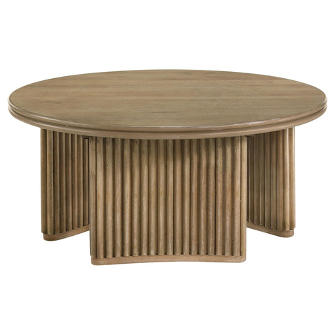 Monsen 2-piece Round Coffee Table Set Distressed Light Brown
