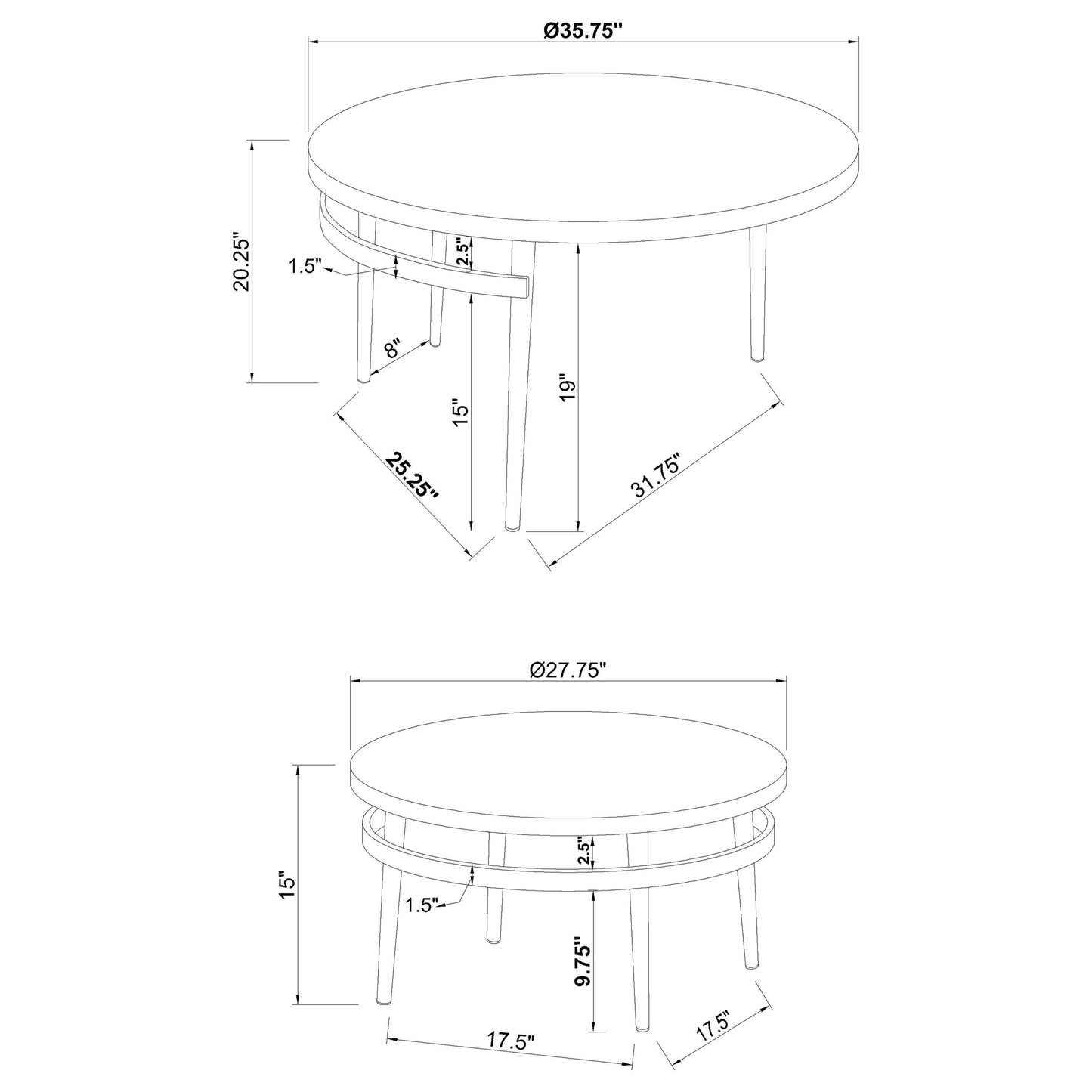 2 pc nesting coffee table