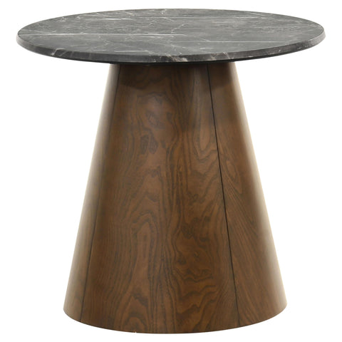 Goodson Round Wood Pedestal Side End Table Grey and Dark Brown