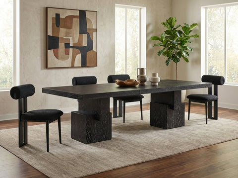 Camden 96" / 120" / 144" Black Oak Veneer Dining Table, 1 Piece
