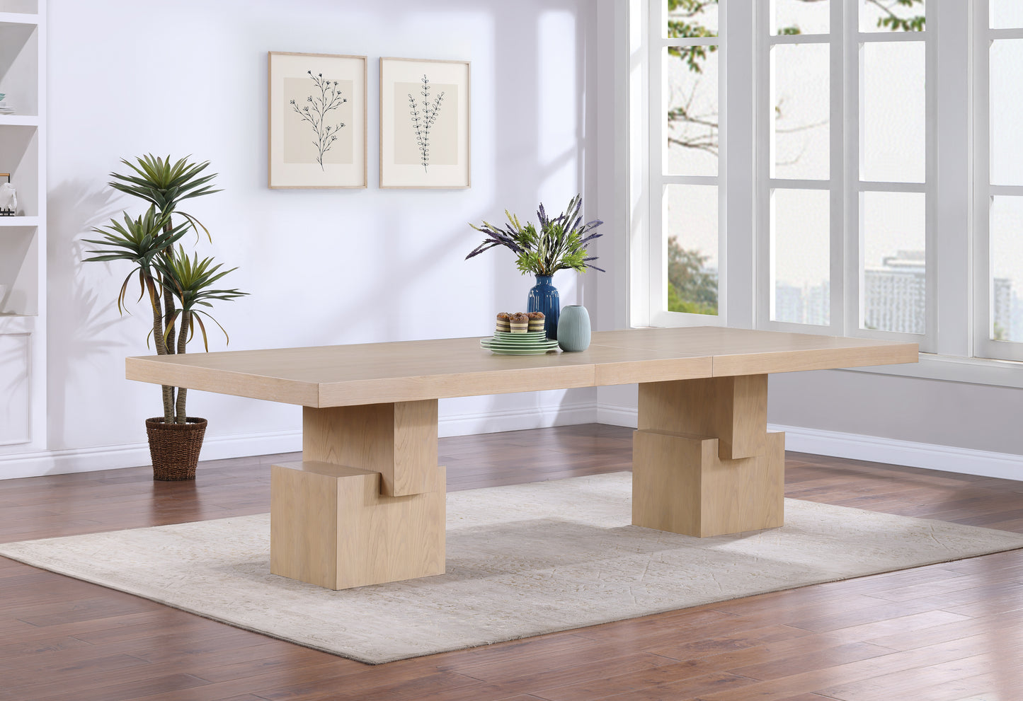 everett oak dining table (3 boxes)