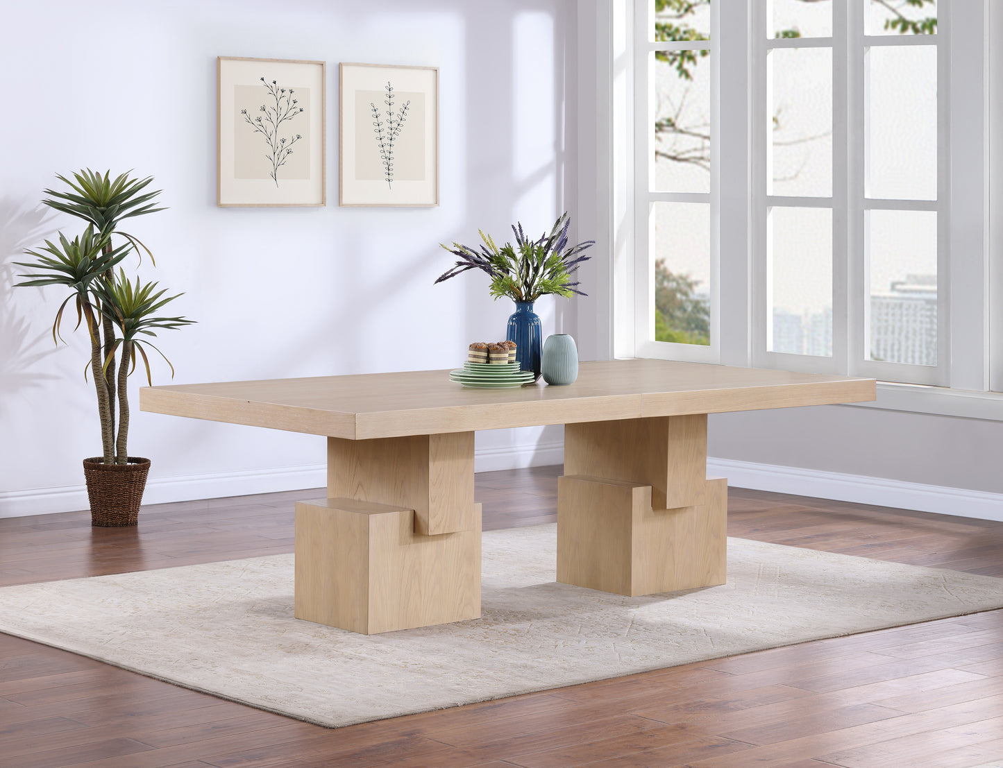 everett oak dining table (3 boxes)