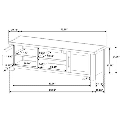 McKinney 2-Door 71-Inch Wood TV Stand Media Console Golden Oak