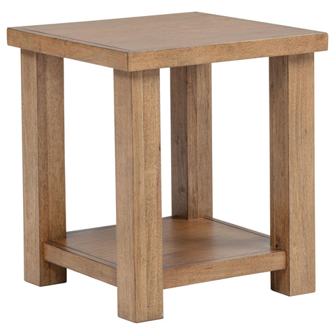 McKinney Square Wood End Side Table With Shelf Golden Oak