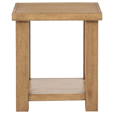 McKinney Square Wood End Side Table With Shelf Golden Oak