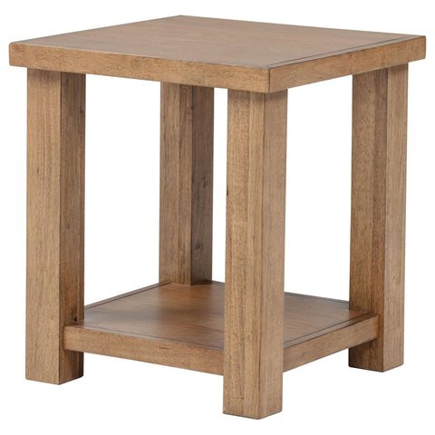 McKinney Square Wood End Side Table With Shelf Golden Oak