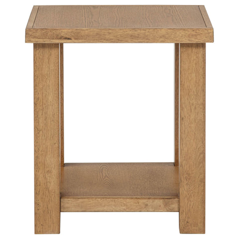 McKinney Square Wood End Side Table With Shelf Golden Oak