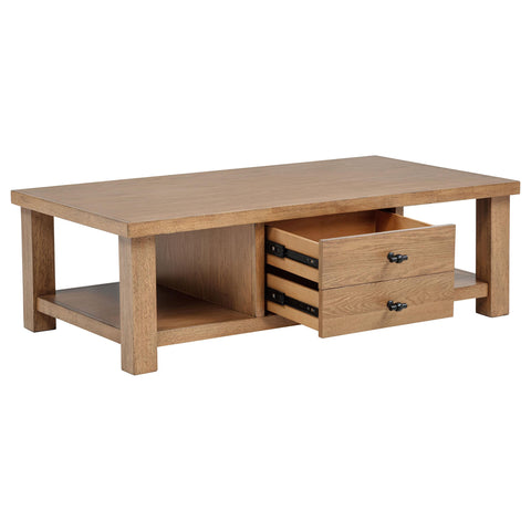 McKinney 2-Drawer Wood Coffee Table Golden Oak