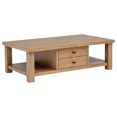 McKinney 2-Drawer Wood Coffee Table Golden Oak
