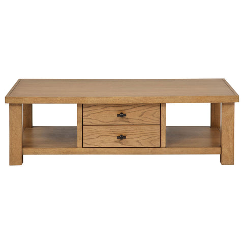 McKinney 2-Drawer Wood Coffee Table Golden Oak