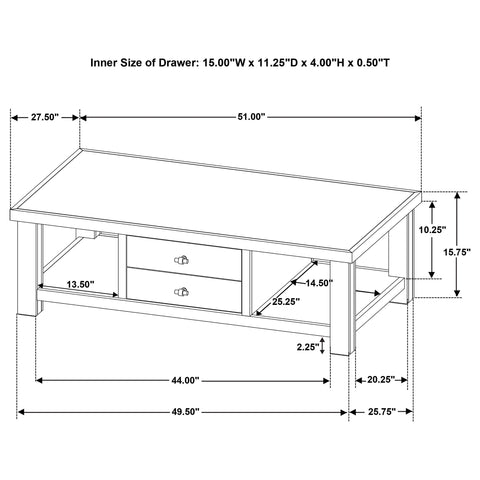 McKinney 2-Drawer Wood Coffee Table Golden Oak