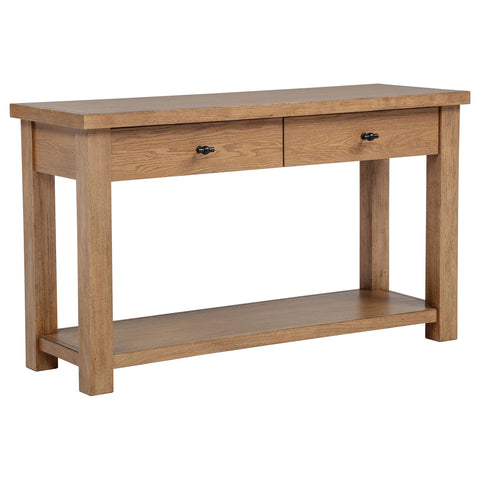 McKinney 2-Drawer Wood Console Table Golden Oak