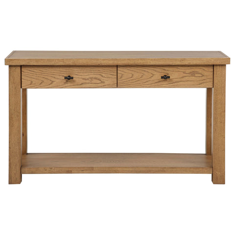 McKinney 2-Drawer Wood Console Table Golden Oak