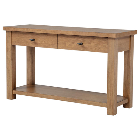 McKinney 2-Drawer Wood Console Table Golden Oak