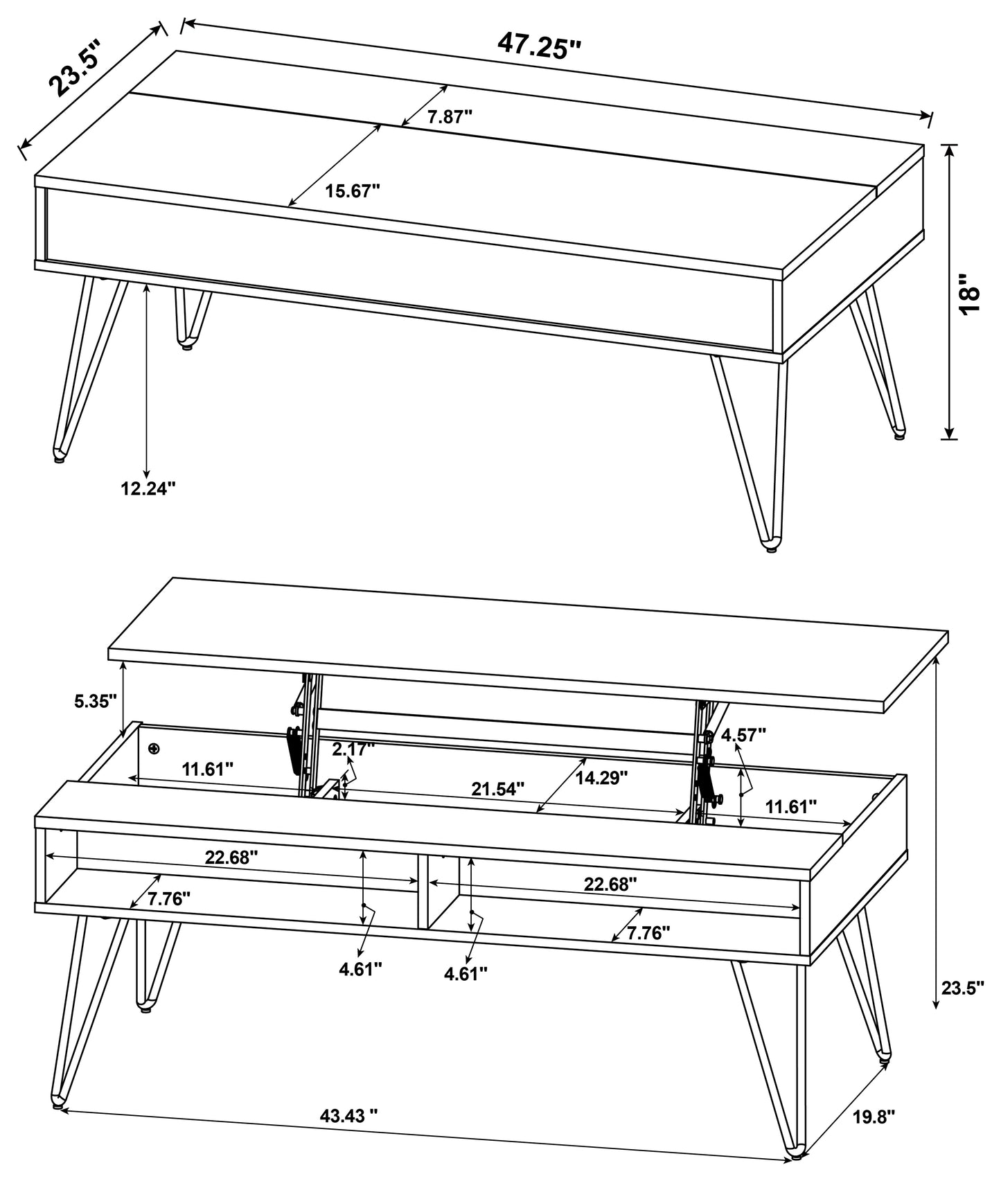 lift top coffee table