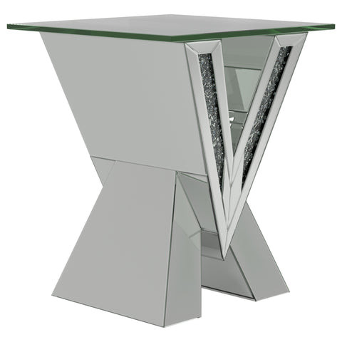 Ornelas Glass Top Mirrored Acrylic End Table SilverMirror