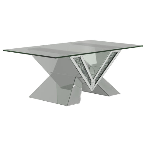 Ornelas Glass Top Mirrored Acrylic Coffee Table SilverMirror